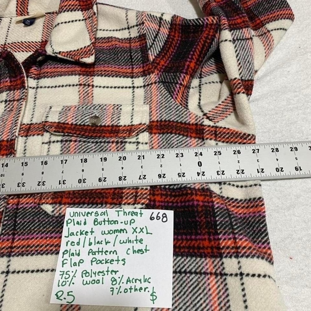 Universal Thread Red Plaid Button-Up Jacket Size … - image 2